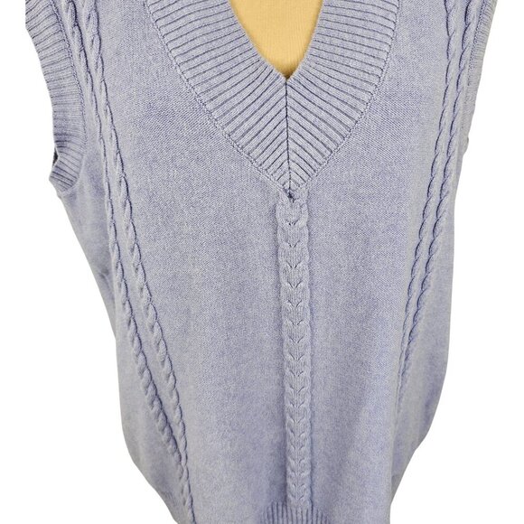 Sunday Best Aritzia Winston Light Purple Pastel Sweater Vest Cable Knit Sz M - Picture 2 of 9
